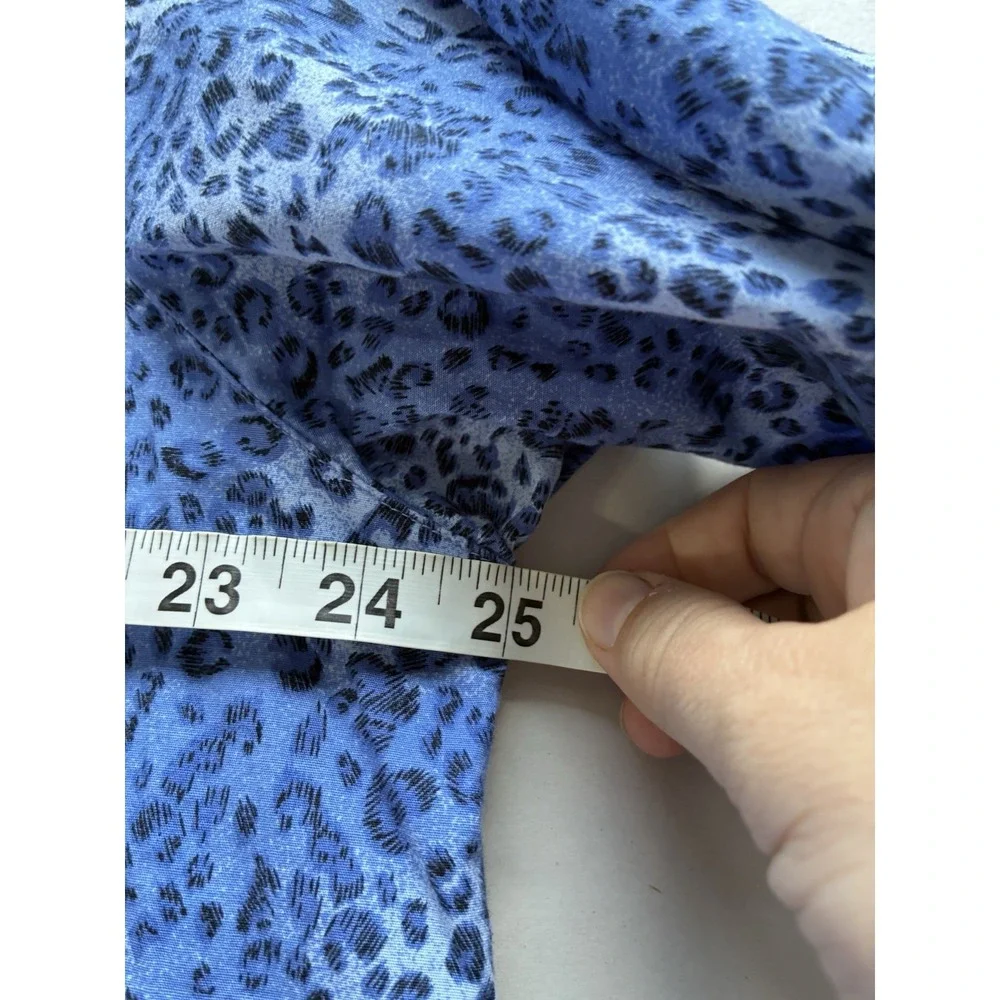 Quacker factory Button Up Shirt With Rinestones Sz XL‎ Blue Animal Print Cotton